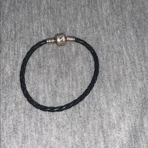 Pandora black leather bracelet